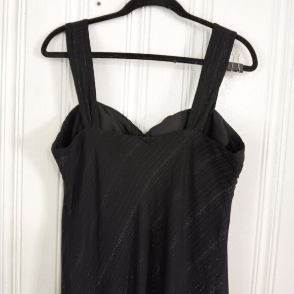 S.L. Fashions Women’s Black Semi Sheer Wide Strap Built In Bra Fishtail Dress 16 - Picture 5 of 8